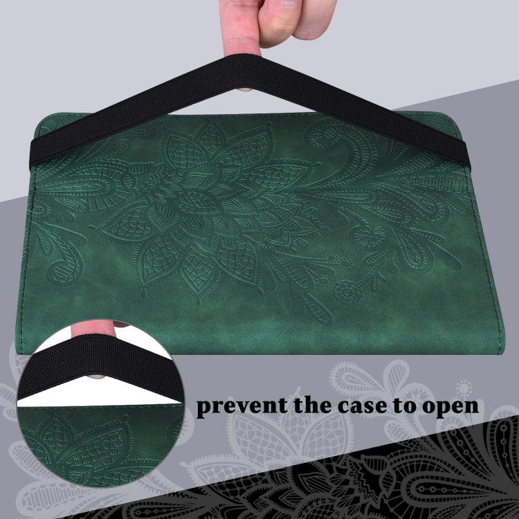 For Amazon Fire Max 11 Lace Flower Embossing Pattern Leather Tablet Case(Green) - Amazon by PMC TechLife | Online Shopping South Africa | PMC TechLife | Buy Now Pay Later Mobicred