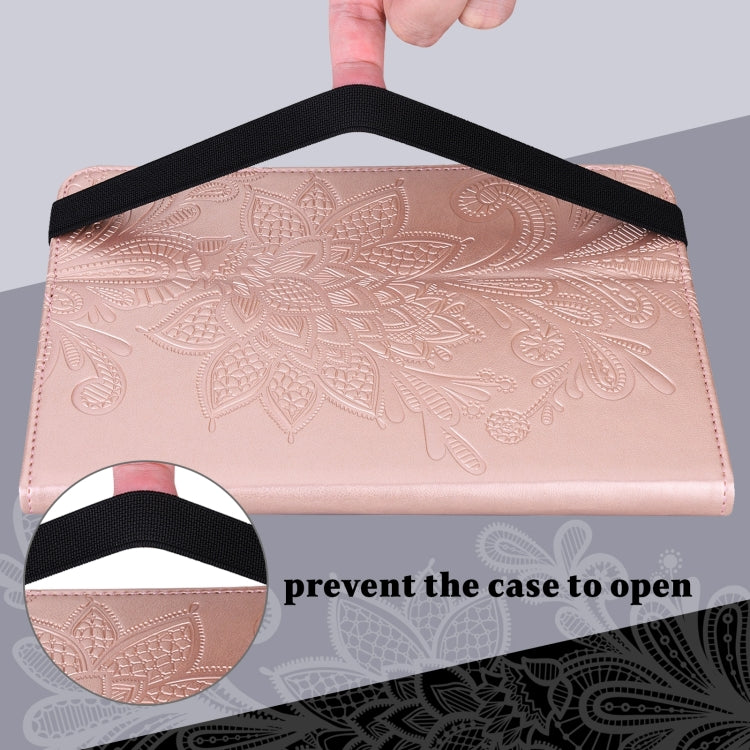 For Amazon Fire Max 11 Lace Flower Embossing Pattern Leather Tablet Case(Gold) - Amazon by PMC TechLife | Online Shopping South Africa | PMC TechLife | Buy Now Pay Later Mobicred