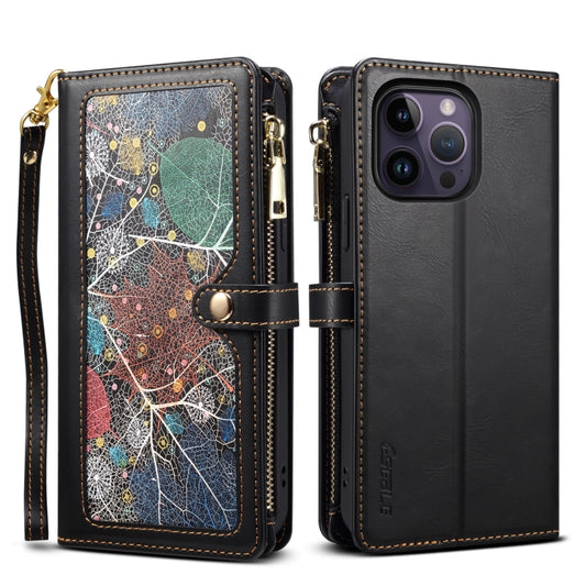 For iPhone 16 Pro ESEBLE Star Series Lanyard Zipper Wallet RFID Leather Case(Black) - iPhone 16 Pro Cases by ESEBLE | Online Shopping South Africa | PMC Jewellery | Buy Now Pay Later Mobicred