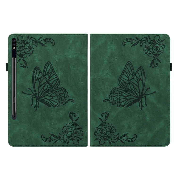 For Samsung Galaxy Tab S9 Butterfly Flower Embossed Leather Tablet Case(Green) - Galaxy Tab S9 Cases by PMC Jewellery | Online Shopping South Africa | PMC Jewellery | Buy Now Pay Later Mobicred