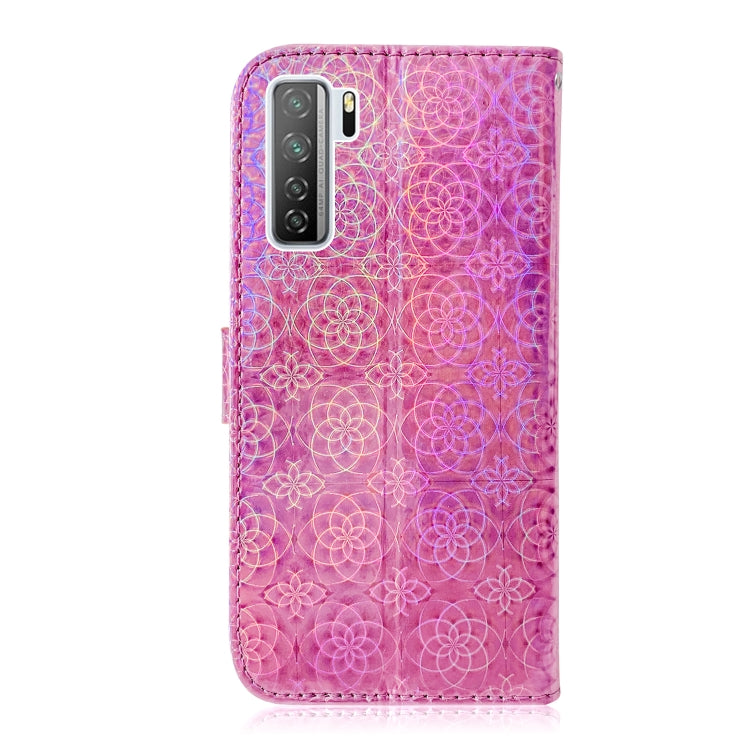 For Huawei P40 lite 5G Solid Color Colorful Magnetic Buckle Horizontal Flip PU Leather Case with Holder & Card Slots & Wallet & Lanyard(Pink) - Huawei Cases by PMC Jewellery | Online Shopping South Africa | PMC Jewellery