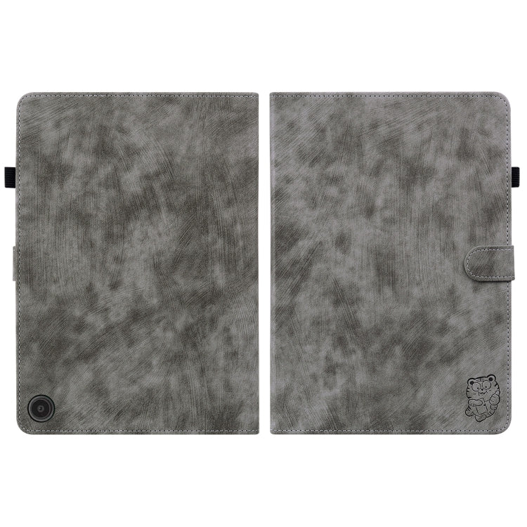 For Amazon Fire Max 11 Tiger Pattern Flip Leather Tablet Case(Grey) - Amazon by PMC TechLife | Online Shopping South Africa | PMC TechLife | Buy Now Pay Later Mobicred