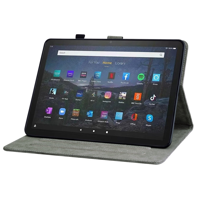 For Amazon Fire Max 11 Tiger Pattern Flip Leather Tablet Case(Grey) - Amazon by PMC TechLife | Online Shopping South Africa | PMC TechLife | Buy Now Pay Later Mobicred