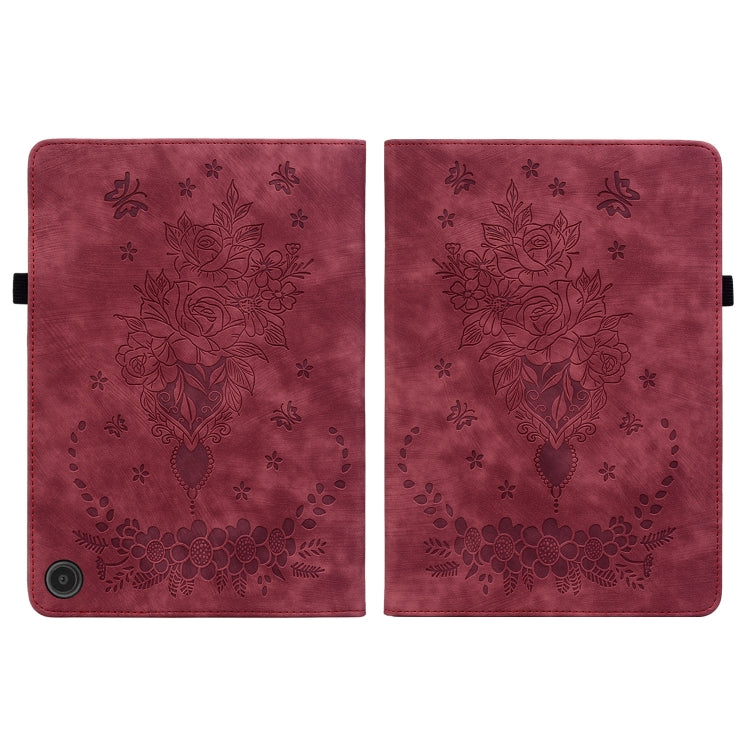 For Amazon Fire Max 11 Butterfly Rose Embossed Leather Tablet Case(Red) - Amazon by PMC TechLife | Online Shopping South Africa | PMC TechLife | Buy Now Pay Later Mobicred