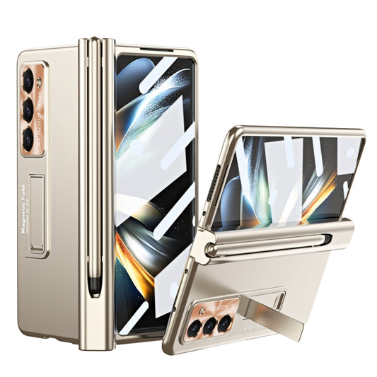 For Samsung Galaxy Z Fold5 Electroplating Corrugated Hinge Folding Phone Case with Pen Slot(Gold) - Galaxy Z Fold5 Cases by PMC Jewellery | Online Shopping South Africa | PMC Jewellery