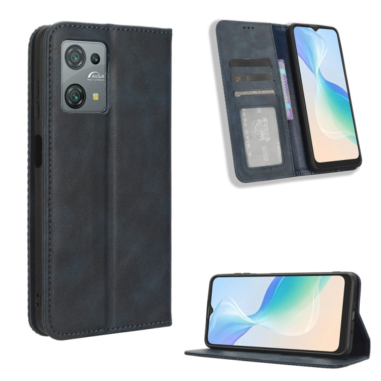 For Blackview Oscal C30 / C30 Pro Magnetic Buckle Retro Texture Leather Phone Case(Blue) - More Brand by PMC TechLife | Online Shopping South Africa | PMC TechLife
