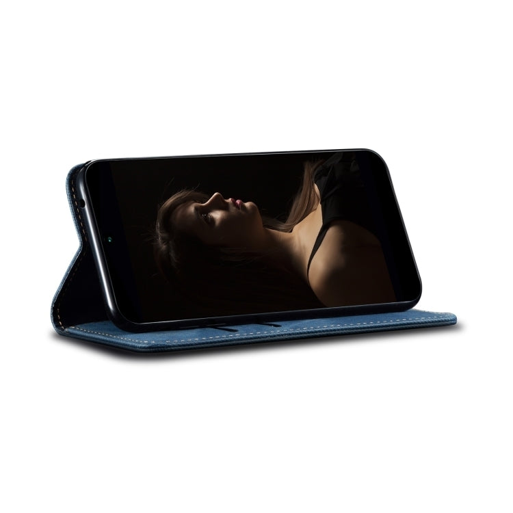 For iPhone 16 Denim Texture Casual Style Horizontal Flip Leather Case(Blue) - iPhone 16 Cases by PMC TechLife | Online Shopping South Africa | PMC TechLife | Buy Now Pay Later Mobicred