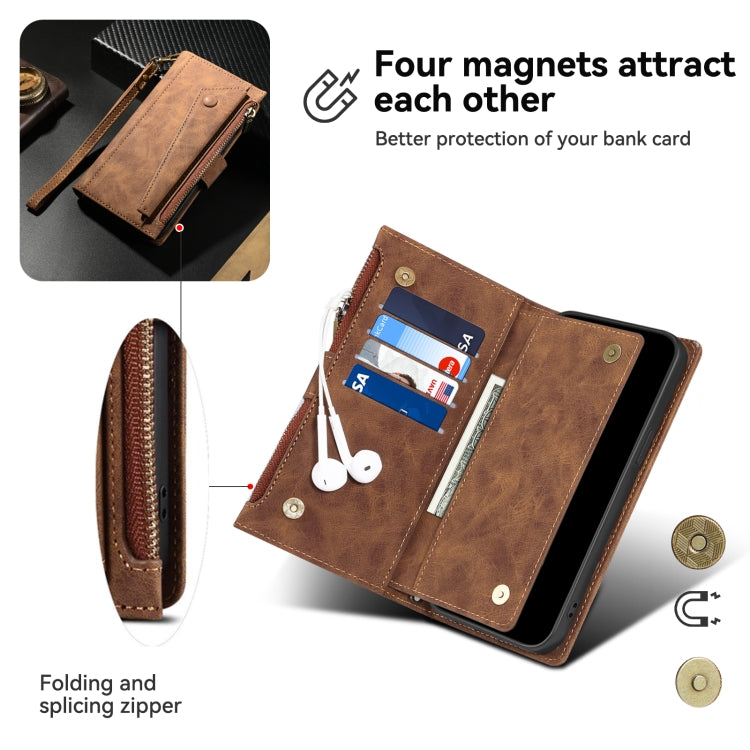 For iPhone 16 Pro ESEBLE Retro Frosted RFID Flip Leather Phone Case(Brown) - free shipping - PMC TechLife - Order now!