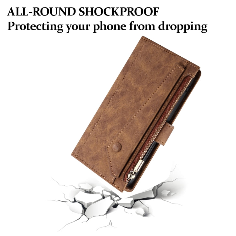 For iPhone 16 Pro ESEBLE Retro Frosted RFID Flip Leather Phone Case(Brown) - free shipping - PMC TechLife - Order now!