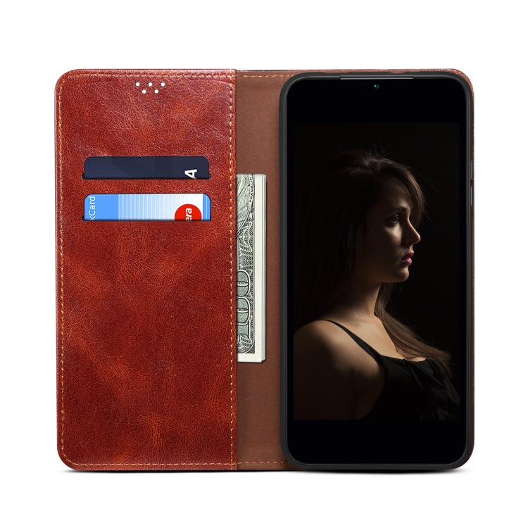 For iPhone 16 Pro Oil Wax Crazy Horse Texture Leather Phone Case(Brown) - iPhone 16 Pro Cases by PMC TechLife | Online Shopping South Africa | PMC TechLife | Buy Now Pay Later Mobicred