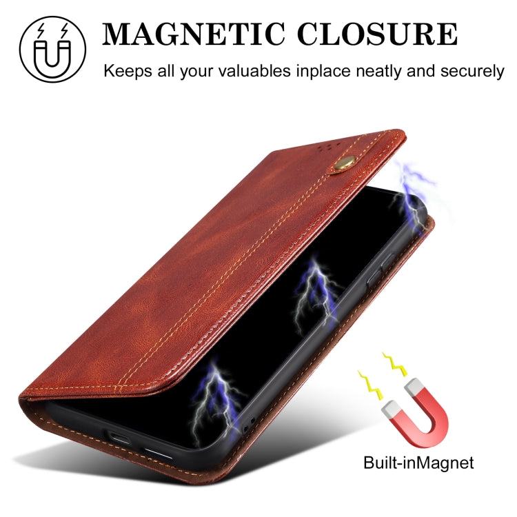 For iPhone 16 Pro Oil Wax Crazy Horse Texture Leather Phone Case(Brown) - iPhone 16 Pro Cases by PMC TechLife | Online Shopping South Africa | PMC TechLife | Buy Now Pay Later Mobicred
