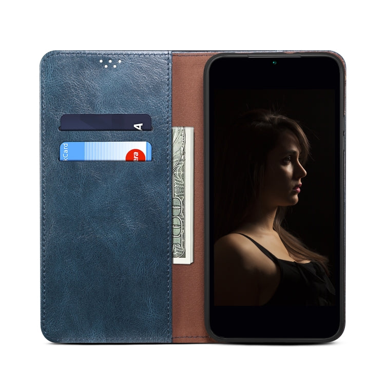 For iPhone 16 Plus Oil Wax Crazy Horse Texture Leather Phone Case(Blue) - iPhone 16 Plus Cases by PMC Jewellery | Online Shopping South Africa | PMC Jewellery | Buy Now Pay Later Mobicred