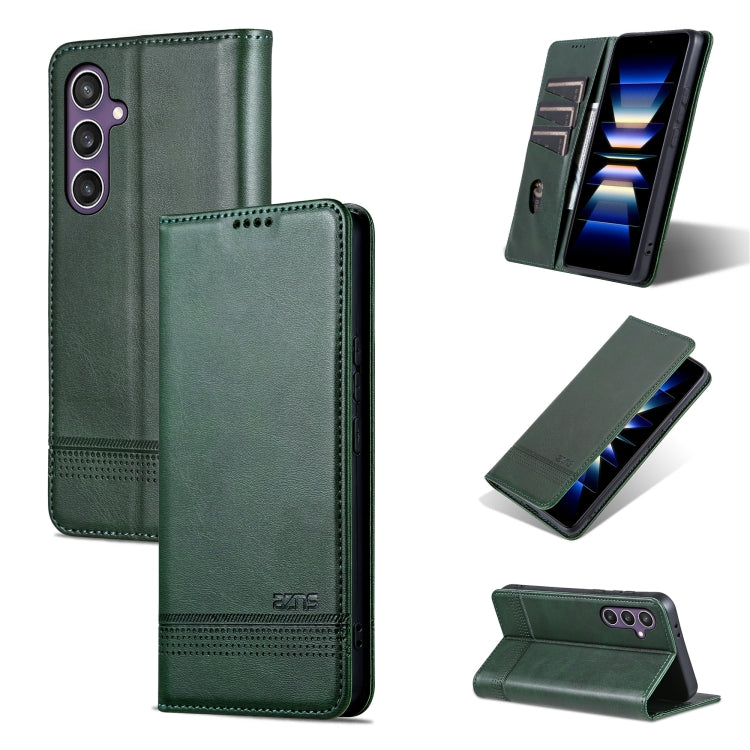 For Samsung Galaxy S24 5G AZNS Magnetic Calf Texture Flip Leather Phone Case(Dark Green) - Galaxy S24 5G Cases by AZNS | Online Shopping South Africa | PMC Jewellery | Buy Now Pay Later Mobicred