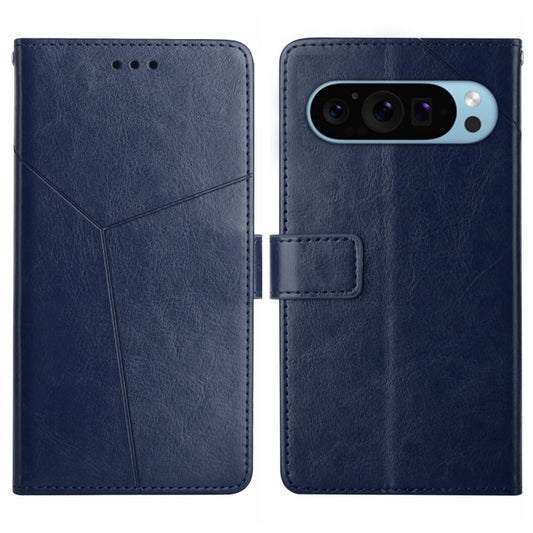 For Google Pixel 9 Y-shaped Pattern Flip Leather Phone Case(Blue) - Google Cases by PMC Jewellery | Online Shopping South Africa | PMC Jewellery | Buy Now Pay Later Mobicred