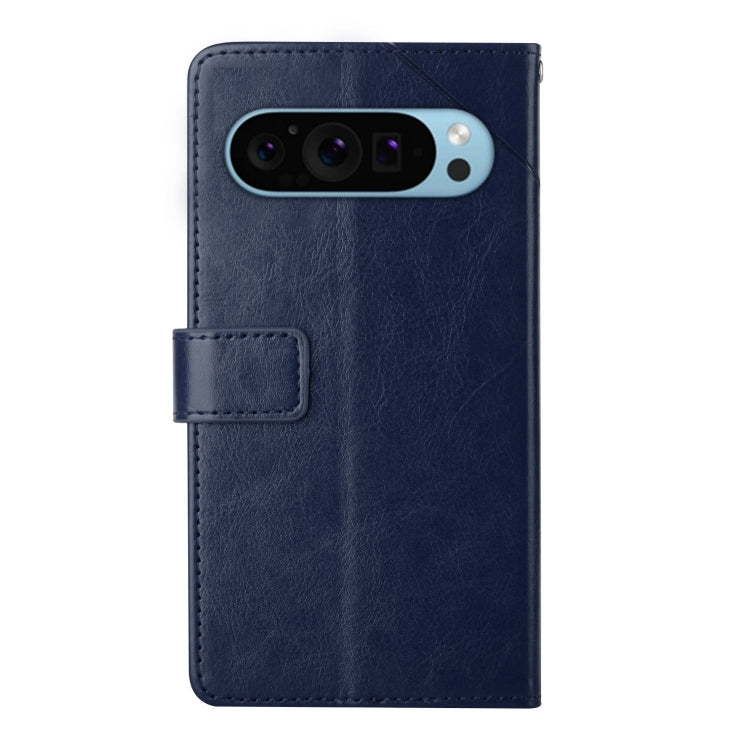 For Google Pixel 9 Y-shaped Pattern Flip Leather Phone Case(Blue) - Google Cases by PMC Jewellery | Online Shopping South Africa | PMC Jewellery | Buy Now Pay Later Mobicred