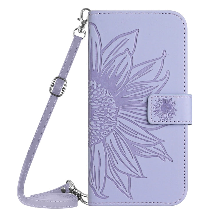 For Google Pixel 9 Pro Skin Feel Sun Flower Embossed Flip Leather Phone Case with Lanyard(Purple) - Google Cases by PMC Jewellery | Online Shopping South Africa | PMC Jewellery | Buy Now Pay Later Mobicred