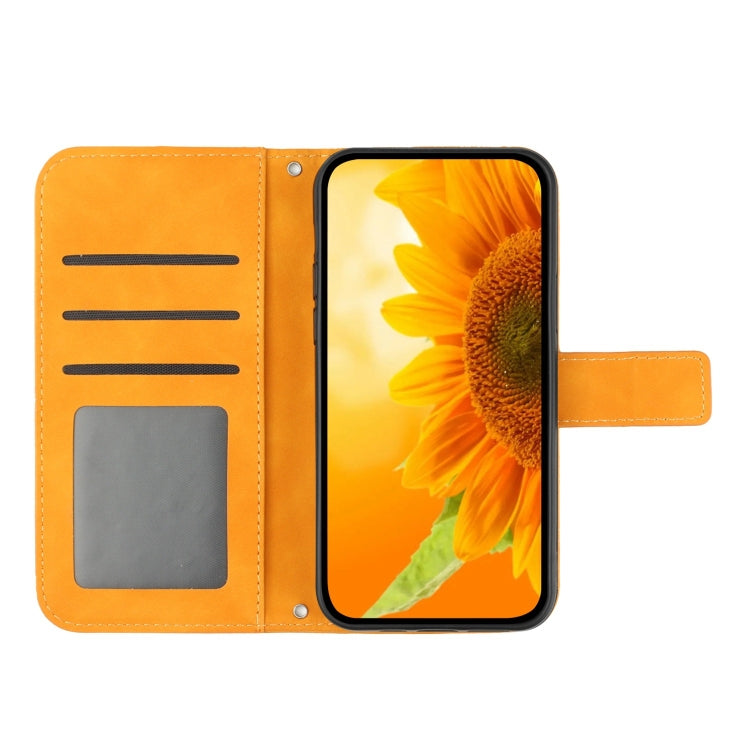 For Google Pixel 9 Pro Skin Feel Sun Flower Embossed Flip Leather Phone Case with Lanyard(Yellow) - Google Cases by PMC TechLife | Online Shopping South Africa | PMC TechLife | Buy Now Pay Later Mobicred