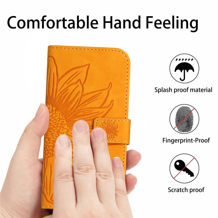 For Google Pixel 9 Skin Feel Sun Flower Embossed Flip Leather Phone Case with Lanyard(Yellow) - Google Cases by PMC TechLife | Online Shopping South Africa | PMC TechLife | Buy Now Pay Later Mobicred