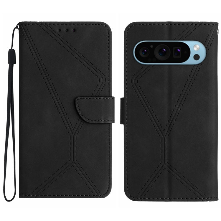 For Google Pixel 9 Stitching Embossed Leather Phone Case(Black) - Google Cases by PMC TechLife | Online Shopping South Africa | PMC TechLife | Buy Now Pay Later Mobicred