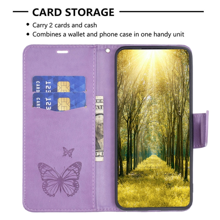 For Samsung Galaxy S23 FE 5G Embossing Two Butterflies Pattern Leather Phone Case(Purple) - Galaxy S23 FE 5G Cases by PMC TechLife | Online Shopping South Africa | PMC TechLife