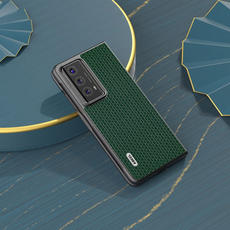 For Honor Magic V2 ABEEL Genuine Leather Luxury Series Phone Case(Night Green) - Honor Cases by PMC TechLife | Online Shopping South Africa | PMC TechLife | Buy Now Pay Later Mobicred