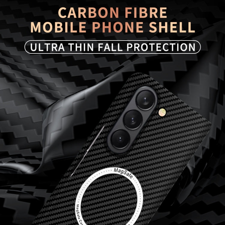 For Samsung Galaxy Z Fold5 Carbon Fiber Texture MagSafe Magnetic Phone Case(Black Blue) - Galaxy Z Fold5 Cases by PMC TechLife | Online Shopping South Africa | PMC TechLife