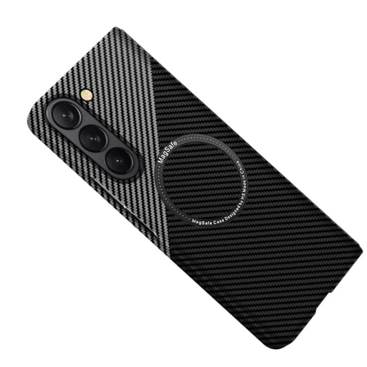 For Samsung Galaxy Z Fold5 Carbon Fiber Texture MagSafe Magnetic Phone Case(Black Silver) - Galaxy Z Fold5 Cases by PMC Jewellery | Online Shopping South Africa | PMC Jewellery