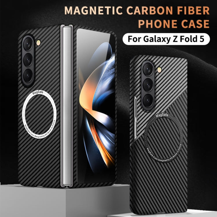 For Samsung Galaxy Z Fold5 Carbon Fiber Texture MagSafe Magnetic Phone Case(Black Silver) - Galaxy Z Fold5 Cases by PMC Jewellery | Online Shopping South Africa | PMC Jewellery