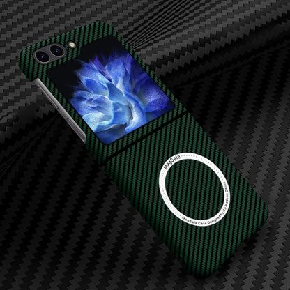 For Samsung Galaxy Z Flip5 Carbon Fiber Texture MagSafe Magnetic Phone Case(Green) - Galaxy Z Flip5 Cases by PMC Jewellery | Online Shopping South Africa | PMC Jewellery