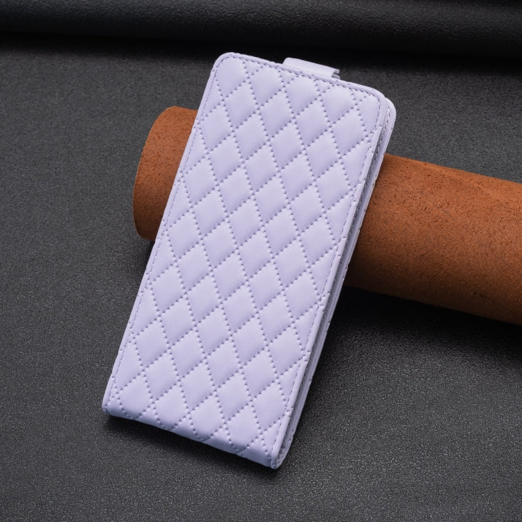 For iPhone 16 Pro Diamond Lattice Vertical Flip Leather Phone Case(Purple) - iPhone 16 Pro Cases by PMC TechLife | Online Shopping South Africa | PMC TechLife | Buy Now Pay Later Mobicred