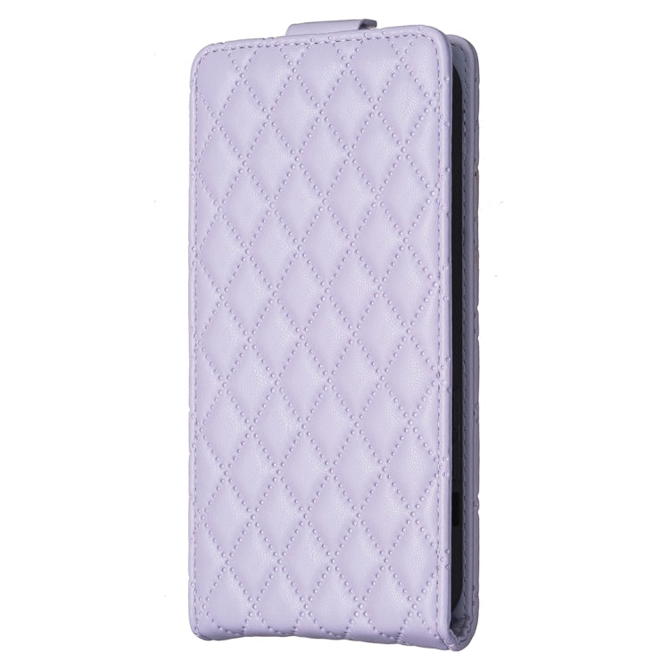 For iPhone 16 Pro Diamond Lattice Vertical Flip Leather Phone Case(Purple) - iPhone 16 Pro Cases by PMC TechLife | Online Shopping South Africa | PMC TechLife | Buy Now Pay Later Mobicred