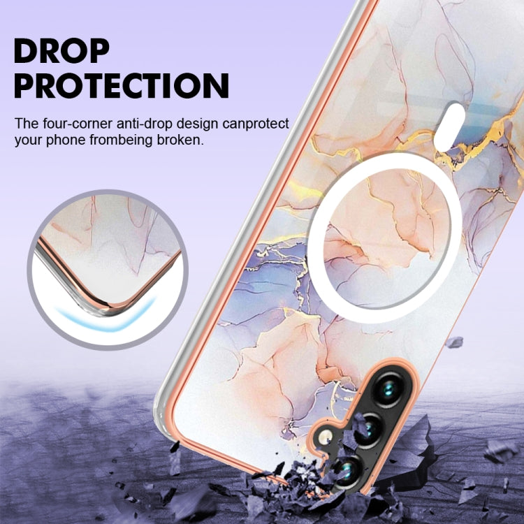 For Samsung Galaxy A34 5G Marble Pattern Dual-side IMD Magsafe TPU Phone Case(White Marble) - Galaxy Phone Cases by PMC TechLife | Online Shopping South Africa | PMC TechLife