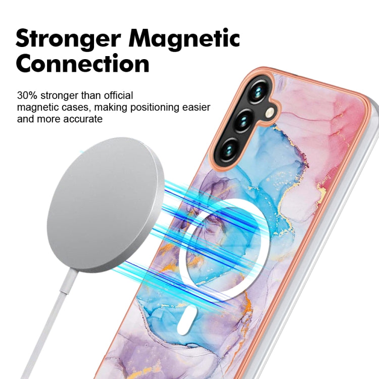 For Samsung Galaxy A34 5G Marble Pattern Dual-side IMD Magsafe TPU Phone Case(Blue Marble) - Galaxy Phone Cases by PMC TechLife | Online Shopping South Africa | PMC TechLife