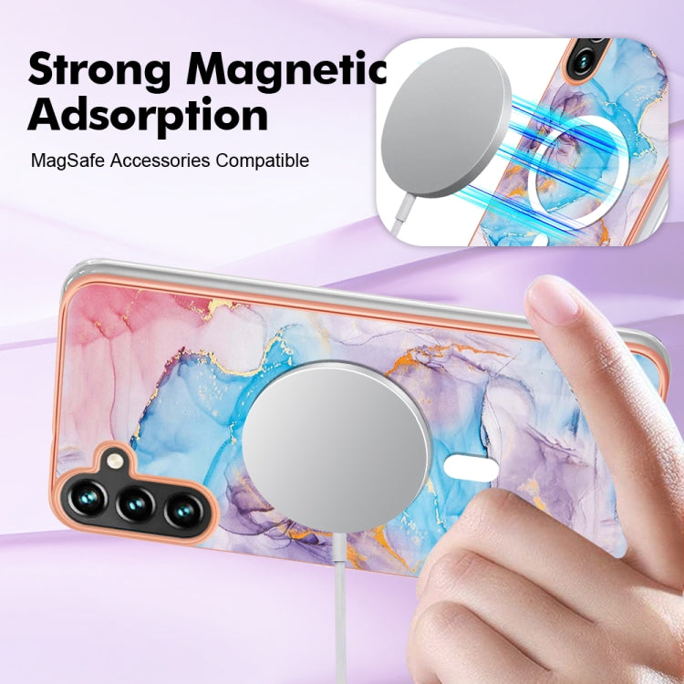 For Samsung Galaxy A34 5G Marble Pattern Dual-side IMD Magsafe TPU Phone Case(Blue Marble) - Galaxy Phone Cases by PMC TechLife | Online Shopping South Africa | PMC TechLife