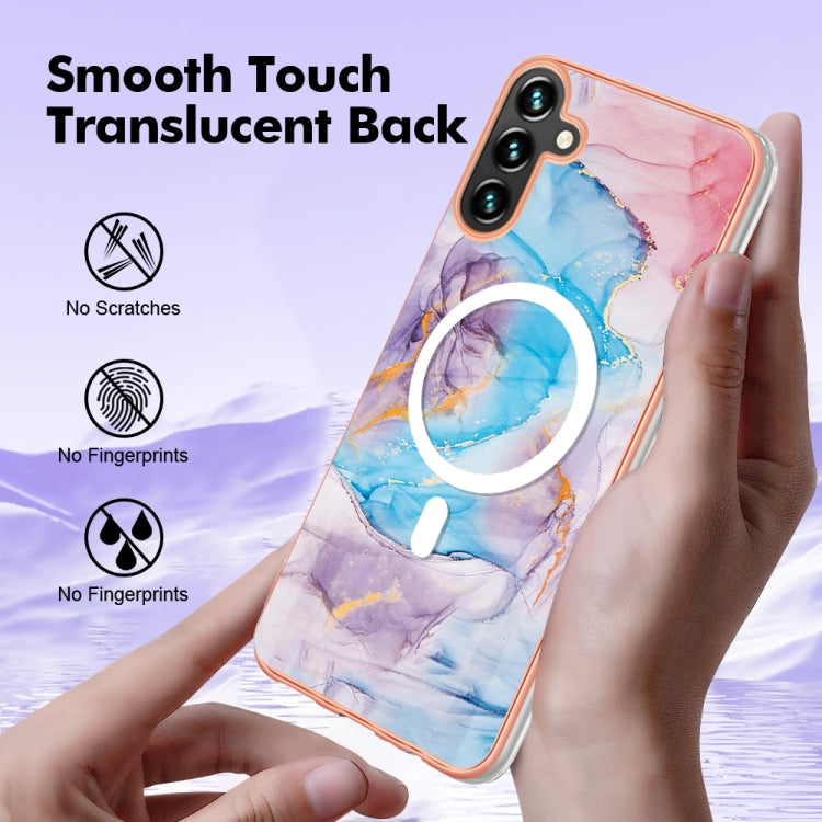 For Samsung Galaxy A34 5G Marble Pattern Dual-side IMD Magsafe TPU Phone Case(Blue Marble) - Galaxy Phone Cases by PMC TechLife | Online Shopping South Africa | PMC TechLife