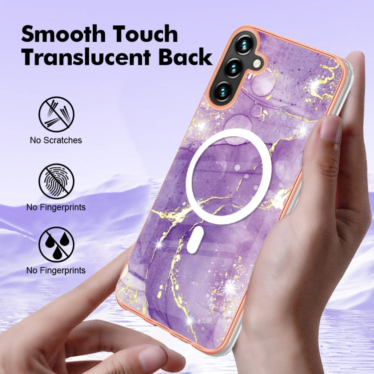 For Samsung Galaxy A54 5G Marble Pattern Dual-side IMD Magsafe TPU Phone Case(Purple 002) - Galaxy Phone Cases by PMC TechLife | Online Shopping South Africa | PMC TechLife