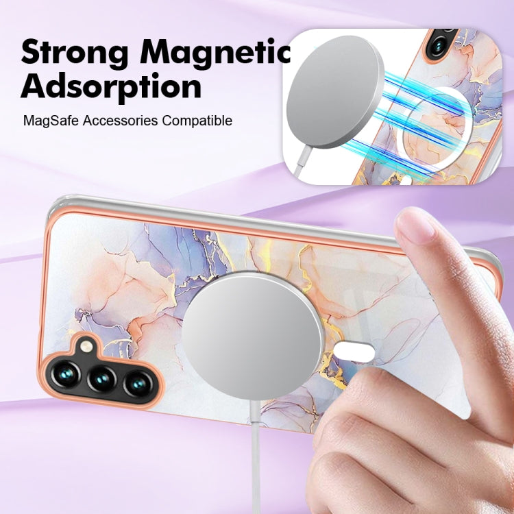 For Samsung Galaxy A54 5G Marble Pattern Dual-side IMD Magsafe TPU Phone Case(White Marble) - Galaxy Phone Cases by PMC TechLife | Online Shopping South Africa | PMC TechLife