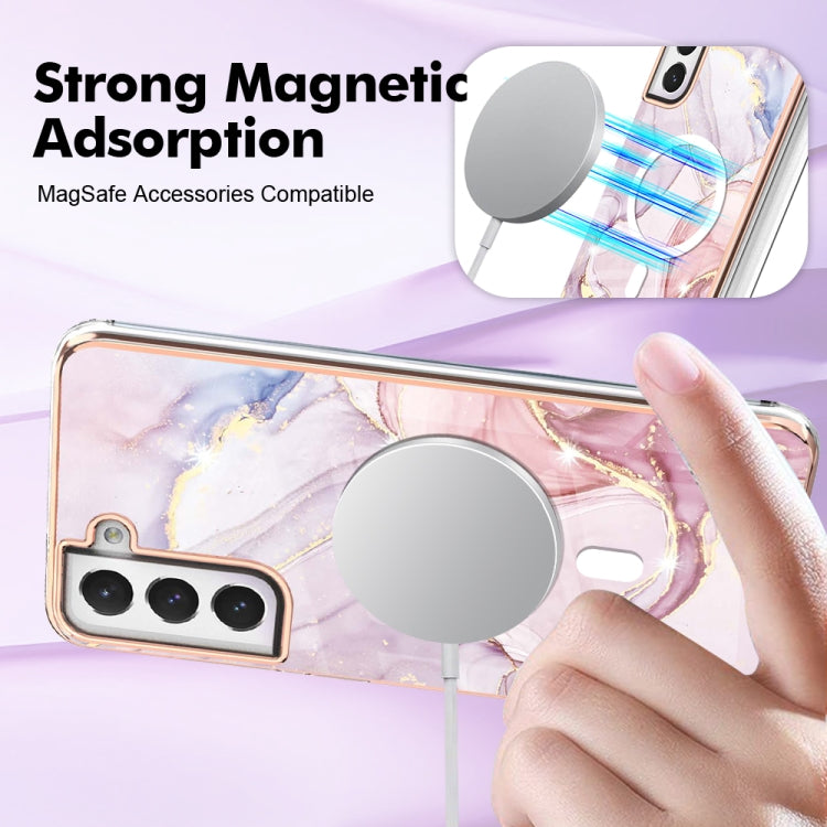 For Samsung Galaxy S21 FE 5G Marble Pattern Dual-side IMD Magsafe TPU Phone Case(Rose Gold 005) - Galaxy Phone Cases by PMC TechLife | Online Shopping South Africa | PMC TechLife