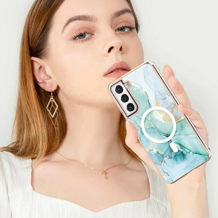 For Samsung Galaxy S21 FE 5G Marble Pattern Dual-side IMD Magsafe TPU Phone Case(Green 003) - Galaxy Phone Cases by PMC Jewellery | Online Shopping South Africa | PMC Jewellery