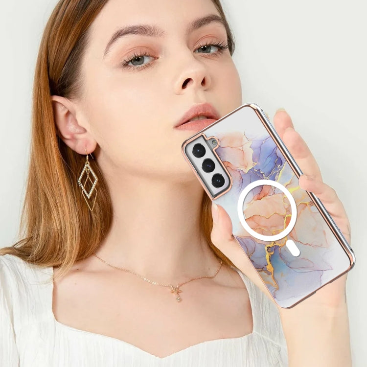 For Samsung Galaxy S21 FE 5G Marble Pattern Dual-side IMD Magsafe TPU Phone Case(White Marble) - Galaxy Phone Cases by PMC Jewellery | Online Shopping South Africa | PMC Jewellery