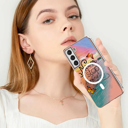 For Samsung Galaxy S21 FE 5G Marble Pattern Dual-side IMD Magsafe TPU Phone Case(Dream Butterfly) - Galaxy Phone Cases by PMC Jewellery | Online Shopping South Africa | PMC Jewellery