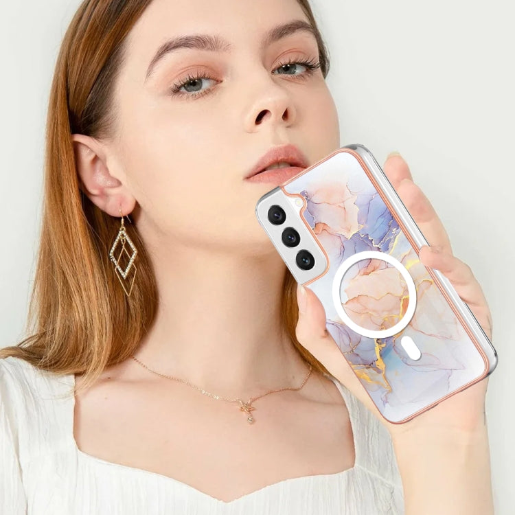 For Samsung Galaxy S22 5G Marble Pattern Dual-side IMD Magsafe TPU Phone Case(White Marble) - Galaxy S22 5G Cases by PMC TechLife | Online Shopping South Africa | PMC TechLife