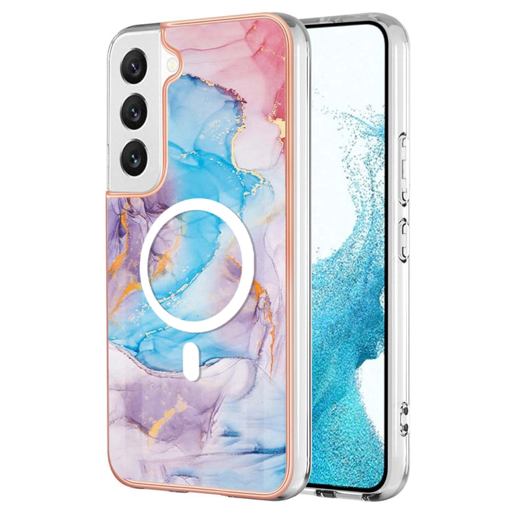 For Samsung Galaxy S22+ 5G Marble Pattern Dual-side IMD Magsafe TPU Phone Case(Blue Marble) - Galaxy S22+ 5G Cases by PMC Jewellery | Online Shopping South Africa | PMC Jewellery