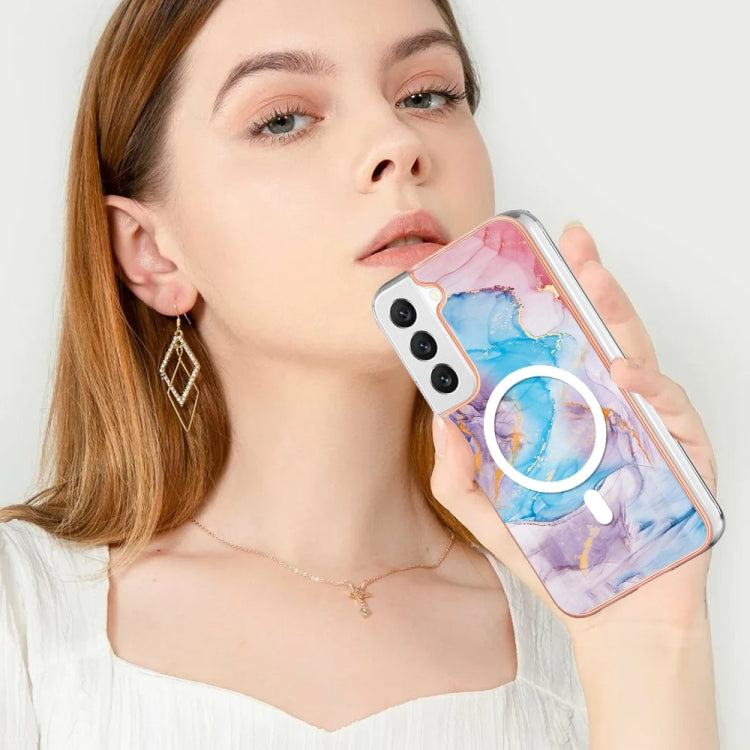 For Samsung Galaxy S22+ 5G Marble Pattern Dual-side IMD Magsafe TPU Phone Case(Blue Marble) - Galaxy S22+ 5G Cases by PMC TechLife | Online Shopping South Africa | PMC TechLife | Buy Now Pay Later Mobicred