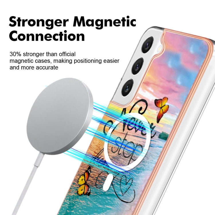 For Samsung Galaxy S23 5G Marble Pattern Dual-side IMD Magsafe TPU Phone Case(Dream Butterfly) - Galaxy S23 5G Cases by PMC TechLife | Online Shopping South Africa | PMC TechLife