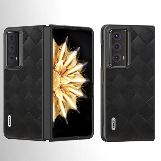 For Honor Magic V2 ABEEL Weave Plaid PU Phone Case(Black) - Honor Cases by PMC Jewellery | Online Shopping South Africa | PMC Jewellery | Buy Now Pay Later Mobicred