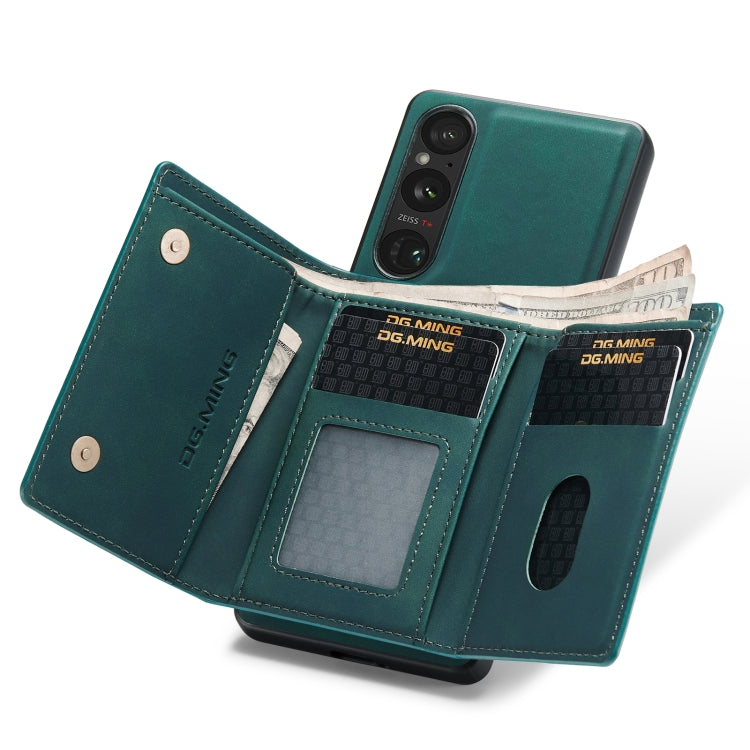 For Sony Xperia 1 VI DG.MING M1 Series 3-Fold Multi Card Wallet + Magnetic Phone Case(Green) - Sony Cases by DG.MING | Online Shopping South Africa | PMC TechLife | Buy Now Pay Later Mobicred