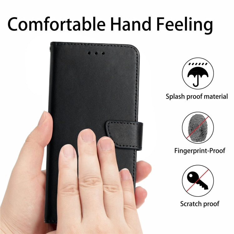 For Google Pixel 9 Pro HT02 Genuine Leather Fingerprint-proof Flip Phone Case(Black) - Google Cases by PMC Jewellery | Online Shopping South Africa | PMC Jewellery | Buy Now Pay Later Mobicred