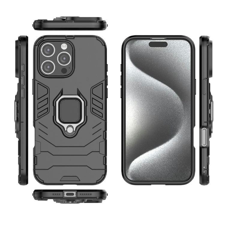 For iPhone 16 Pro Max Shockproof PC + TPU Holder Phone Case(Black) - iPhone 16 Pro Max Cases by PMC TechLife | Online Shopping South Africa | PMC TechLife | Buy Now Pay Later Mobicred