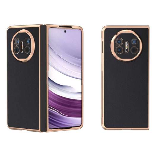 For Huawei Mate X5 Genuine Leather Silk Series Nano Plating Phone Case(Black) - Huawei Cases by PMC Jewellery | Online Shopping South Africa | PMC Jewellery | Buy Now Pay Later Mobicred